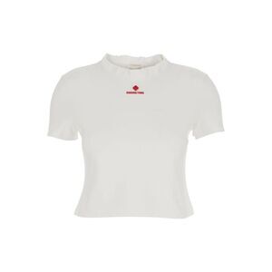 Shushu/Tong Women Wave Lace Collar T-Shirt White In Cotton Women